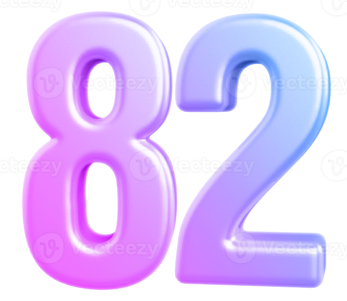 3d number 82 gradient png