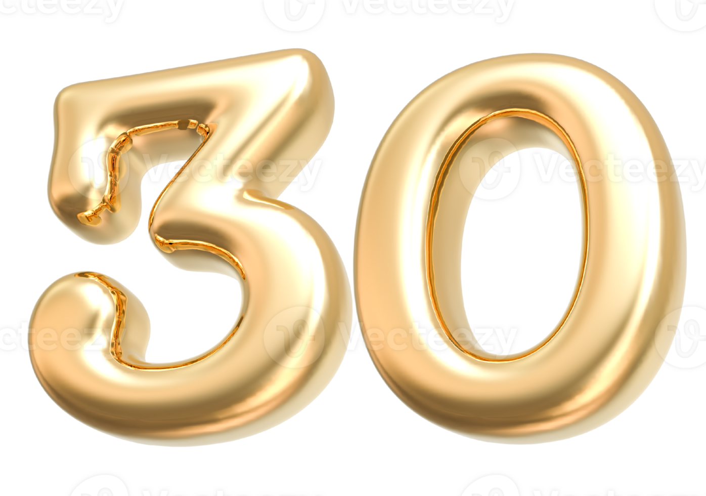 Gold 3d Number 30 png