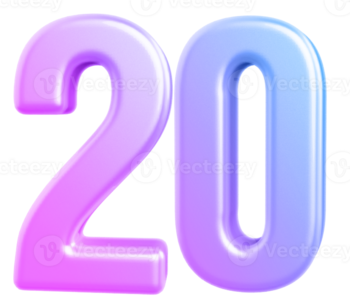 3d number 20 gradient png