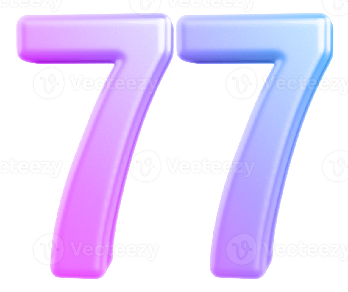 3d number 77 gradient png