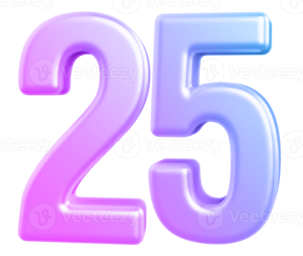 3d número 25 degradado png