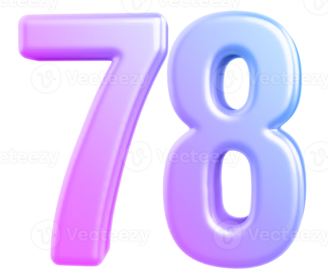 3d number 78 gradient png
