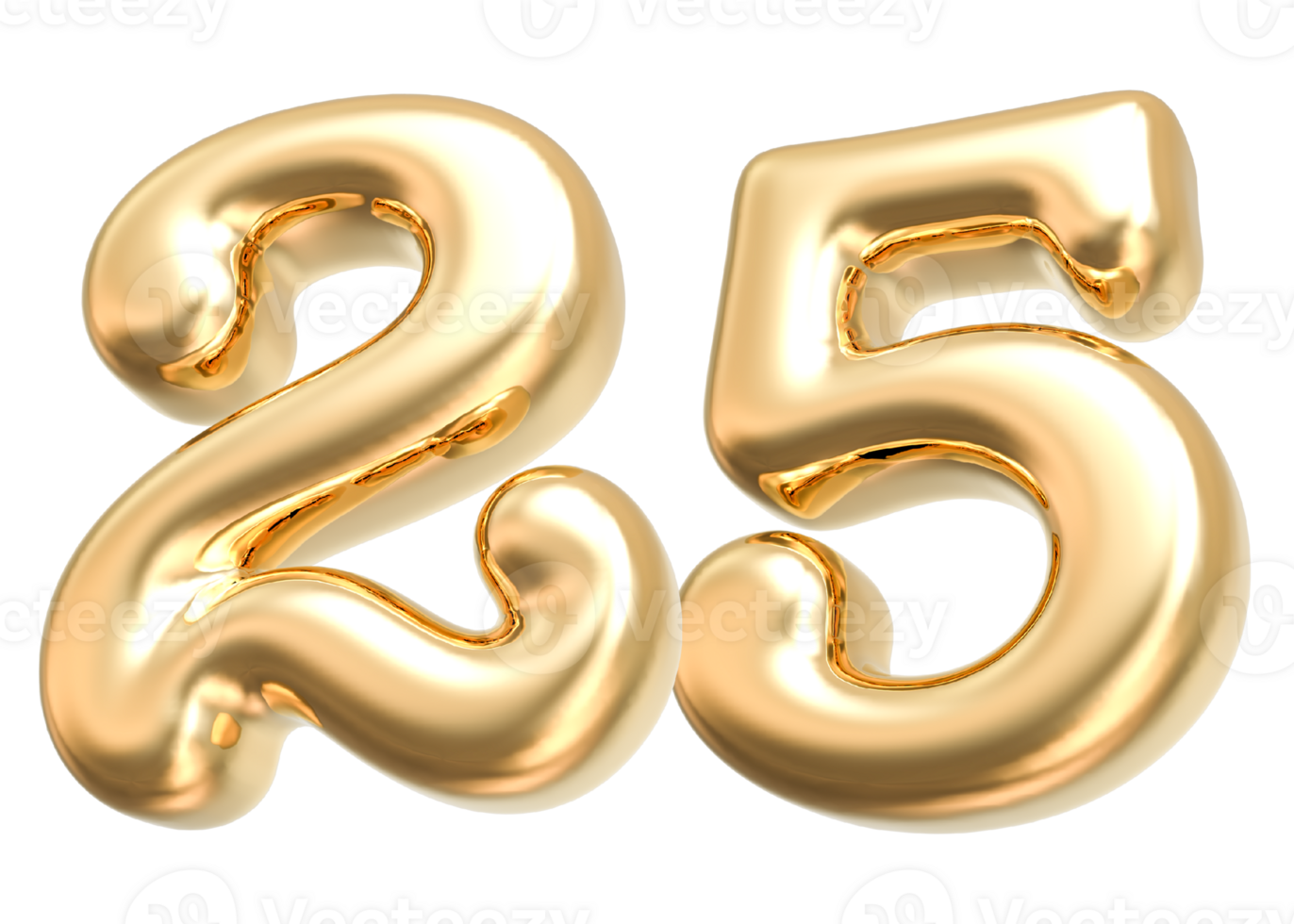 Gold 3d Number 25 png