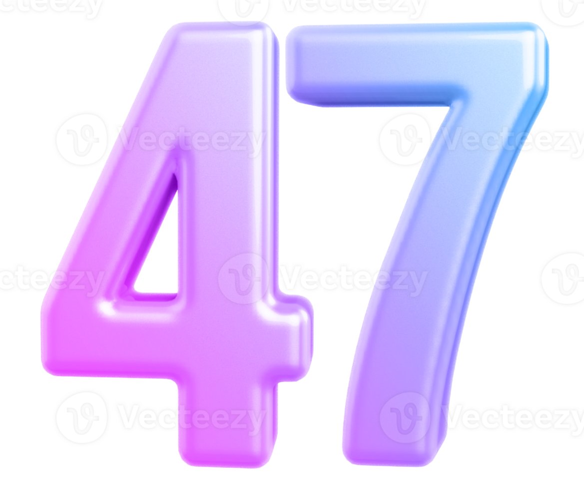 3d number 47 gradient png