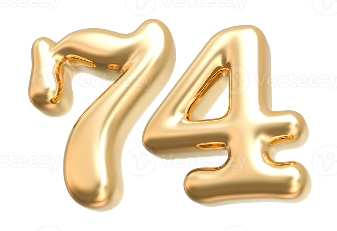 Gold 3d Number 74 png