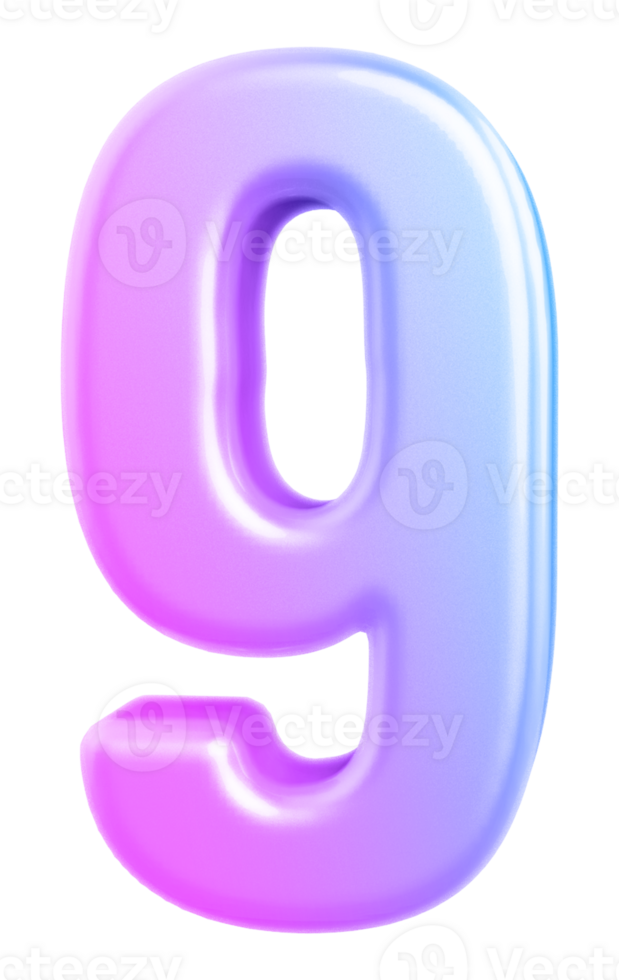 3d number 9 gradient png