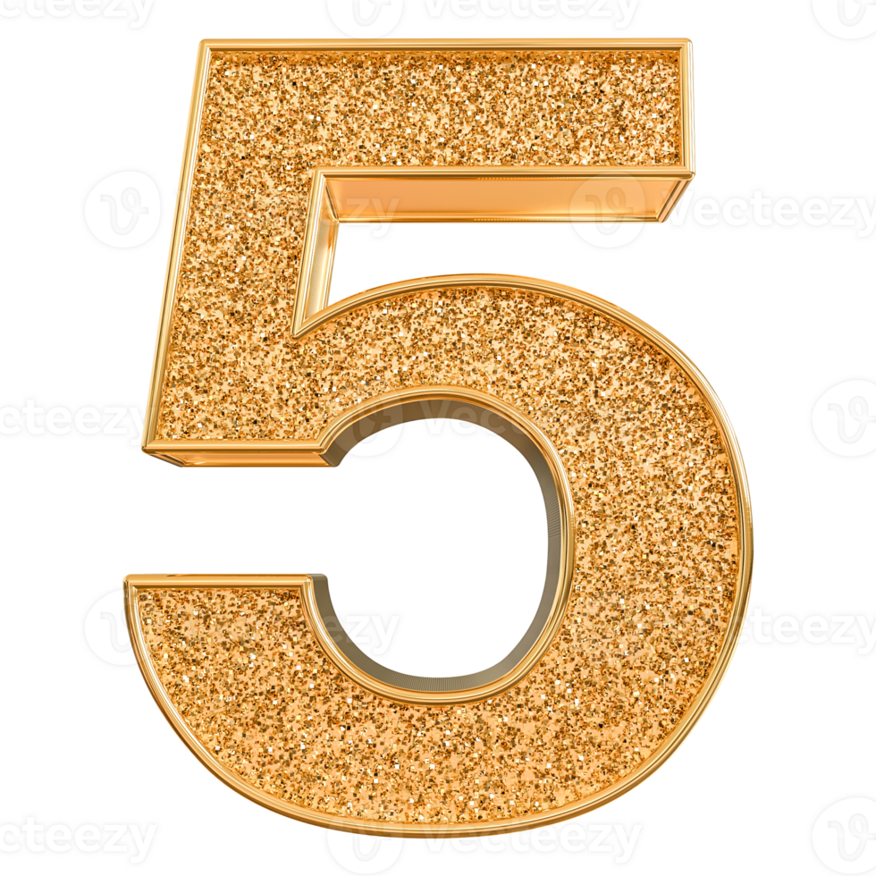 Gold 3d Nummer 5 png