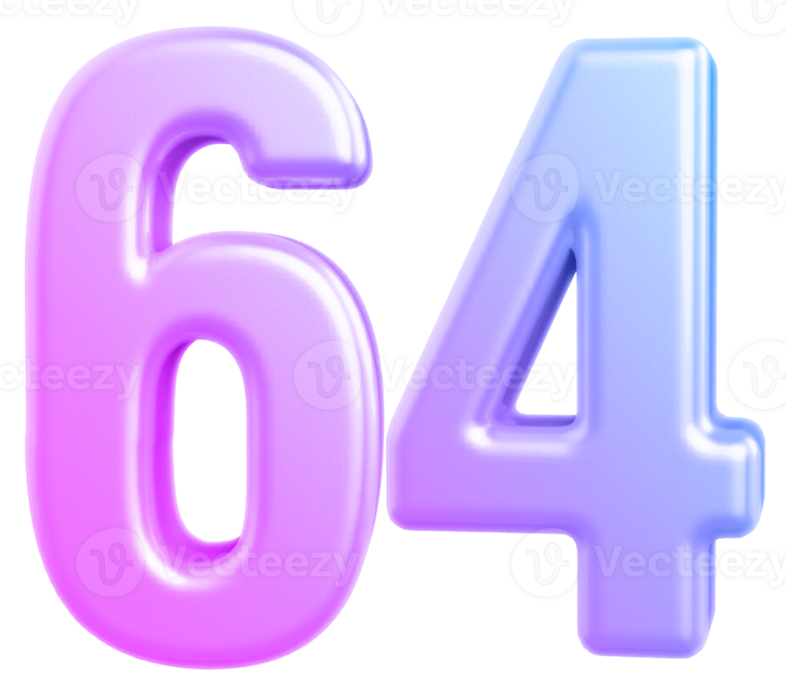 3d number 64 gradient png
