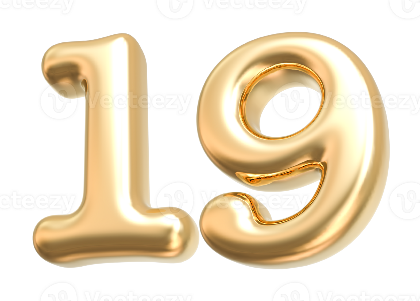 Gold 3d Number 19 png