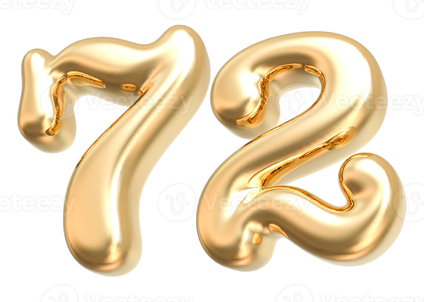 Gold 3d Number 72 png