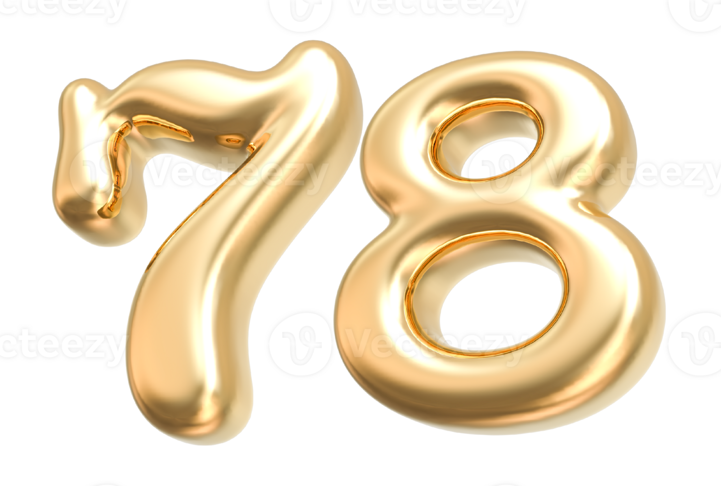 Gold 3d Number 78 png