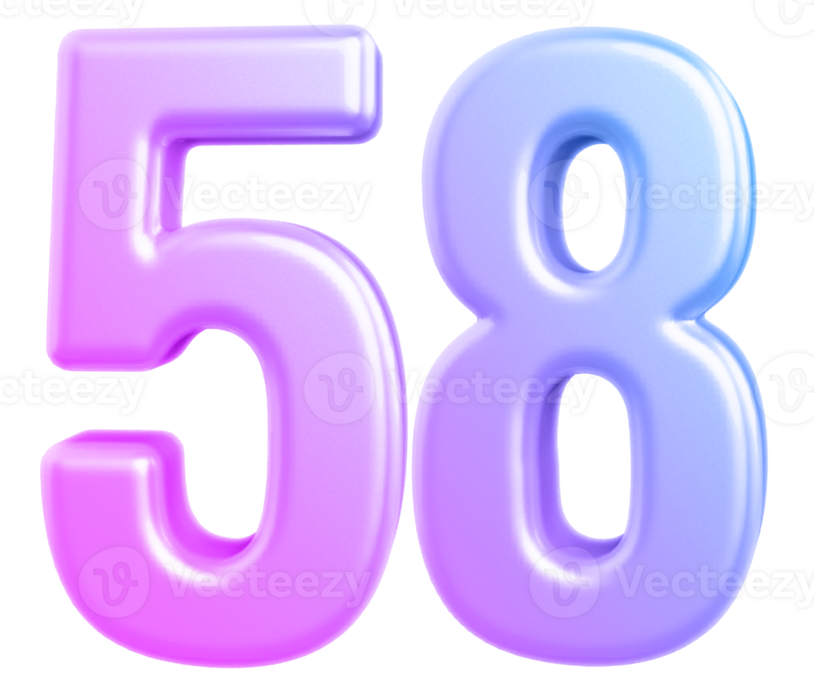 3d number 58 gradient png