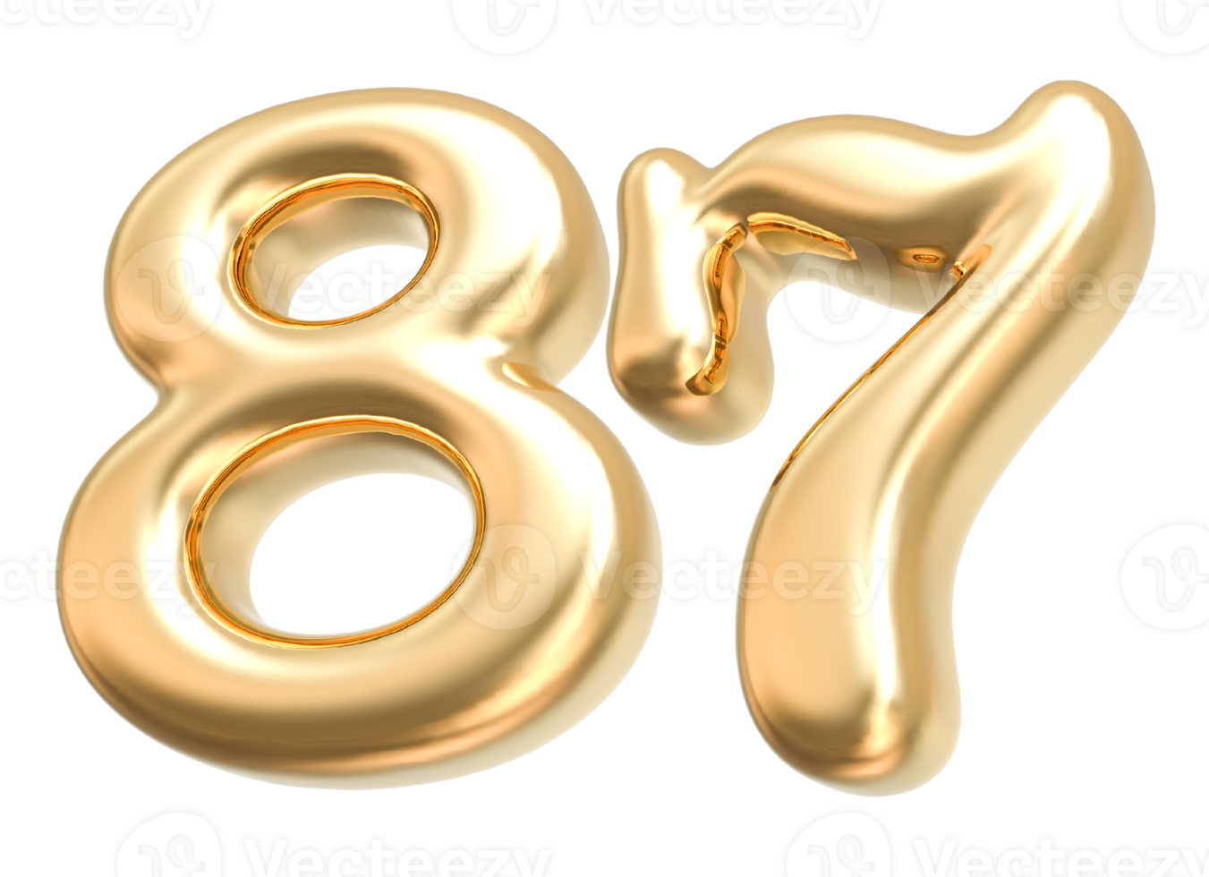 Gold 3d Number 87 png