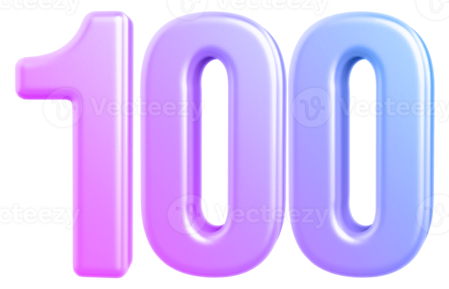 3d number 100 gradient png
