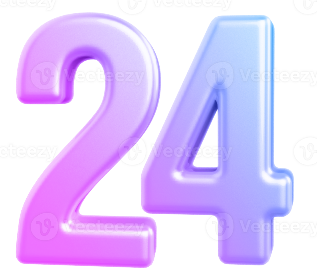 3d number 24 gradient png