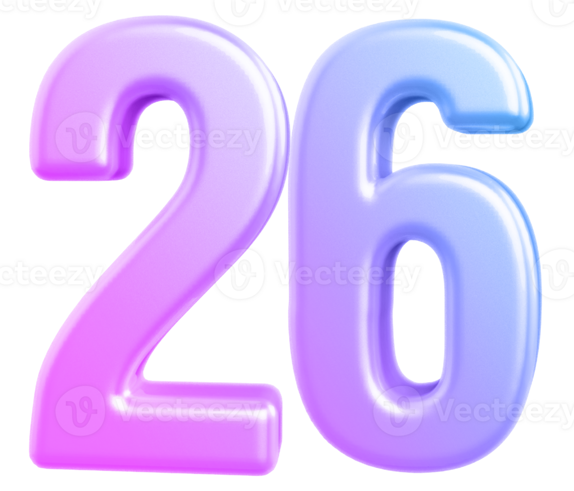 3d number 26 gradient png