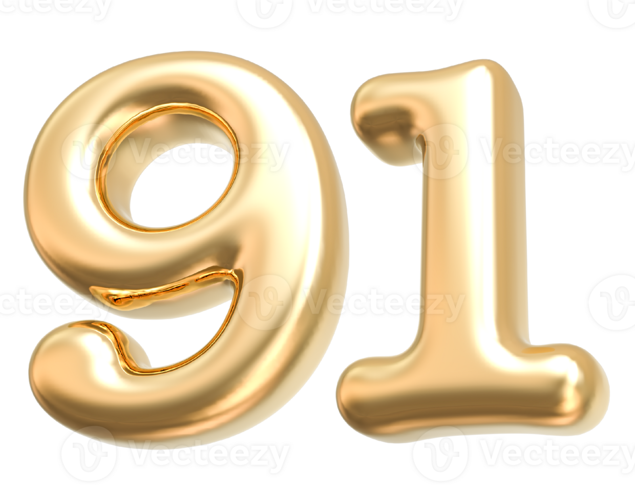 Gold 3d Number 91 png