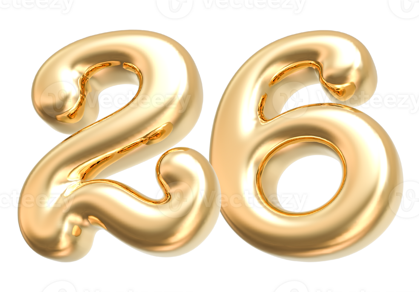 Gold 3d Number 26 png
