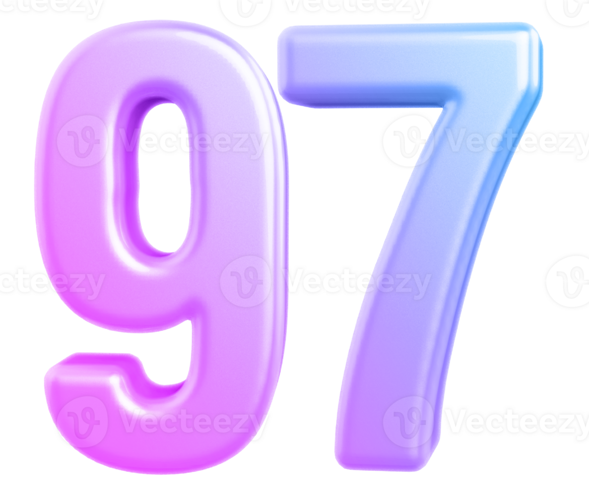 3d number 97 gradient png