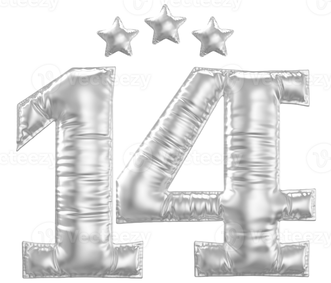 14 Anniversary number silver balloon png