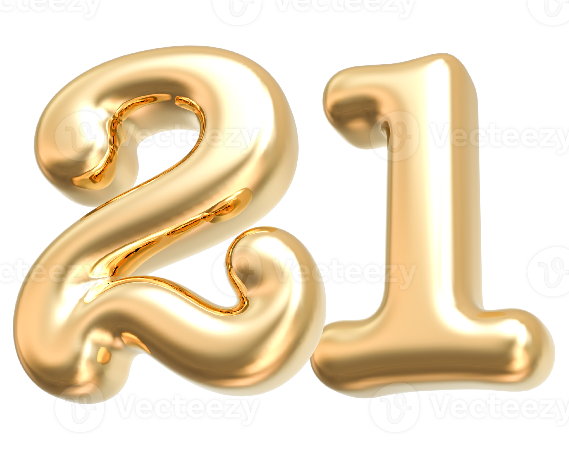 Gold 3d Number 21 36309207 PNG