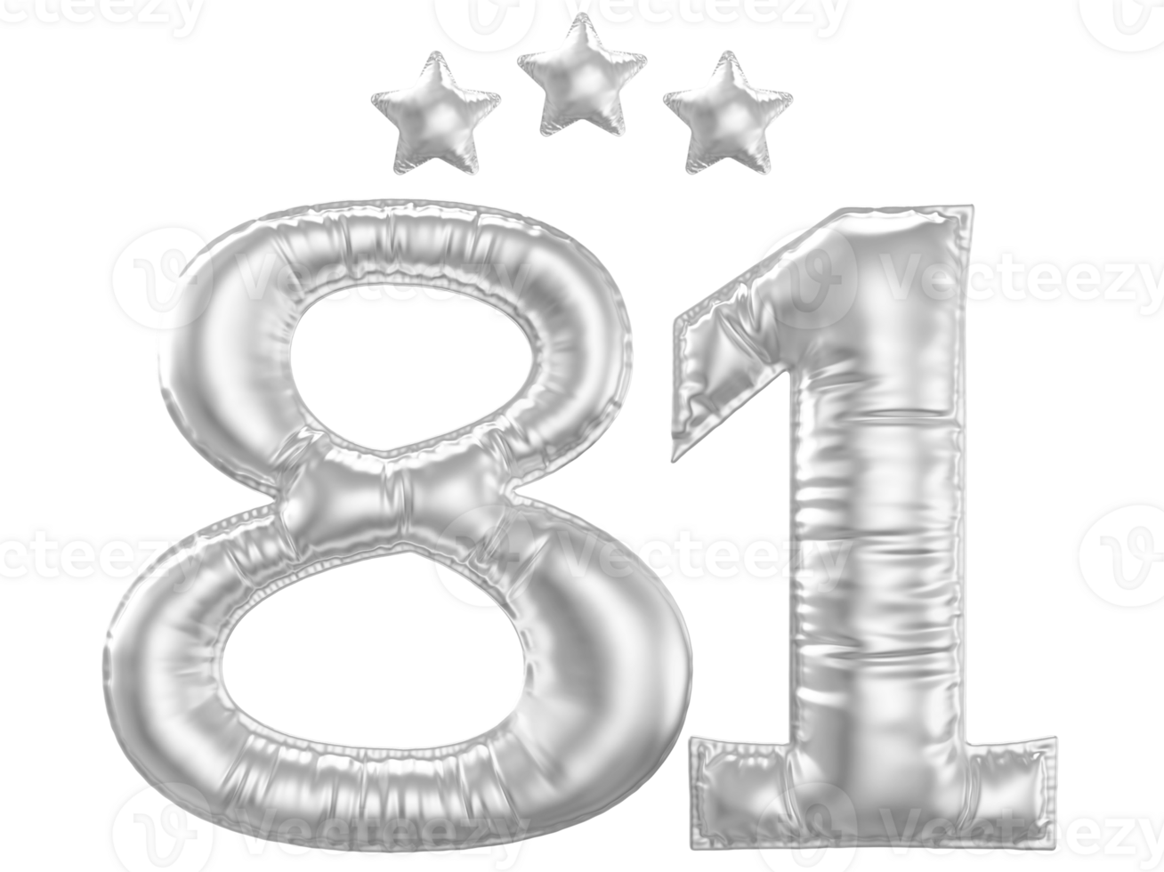 81 Anniversary number silver balloon png