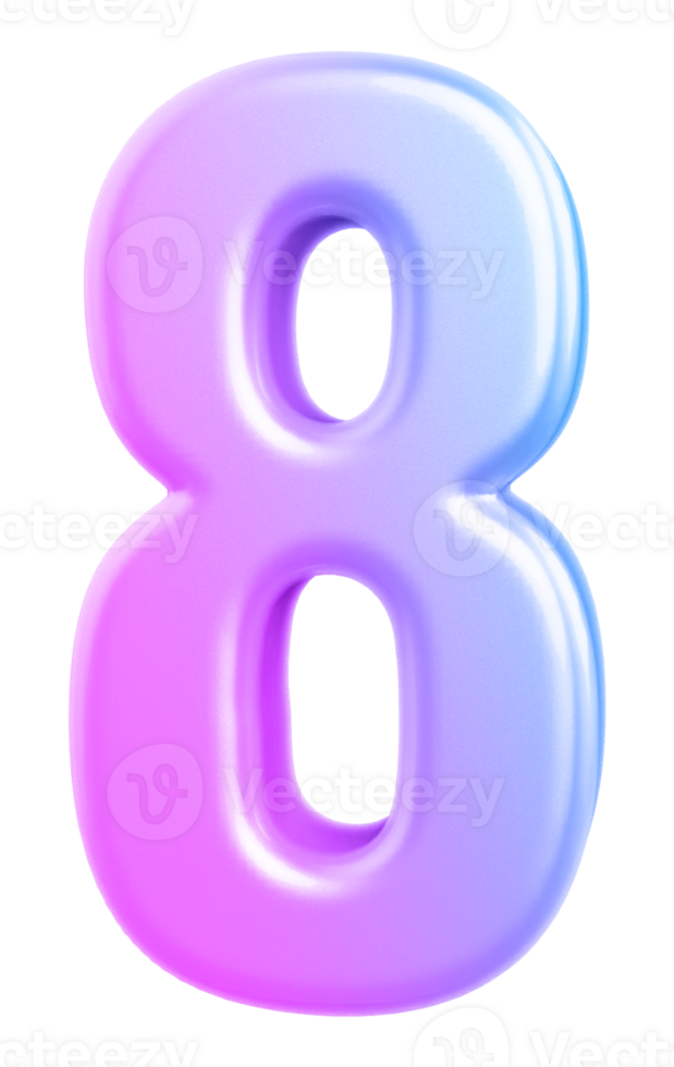 3d number 8 gradient png
