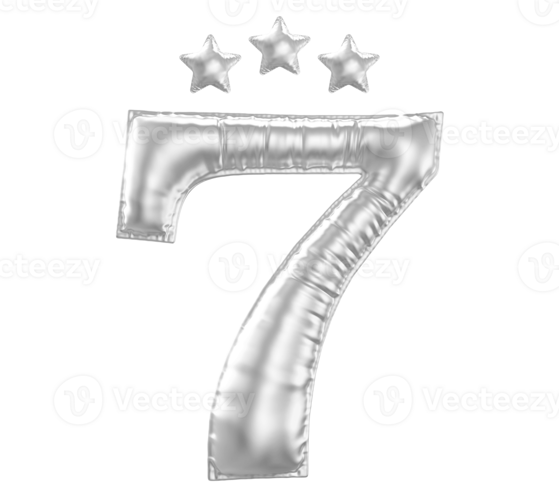 7 Anniversary number silver balloon png