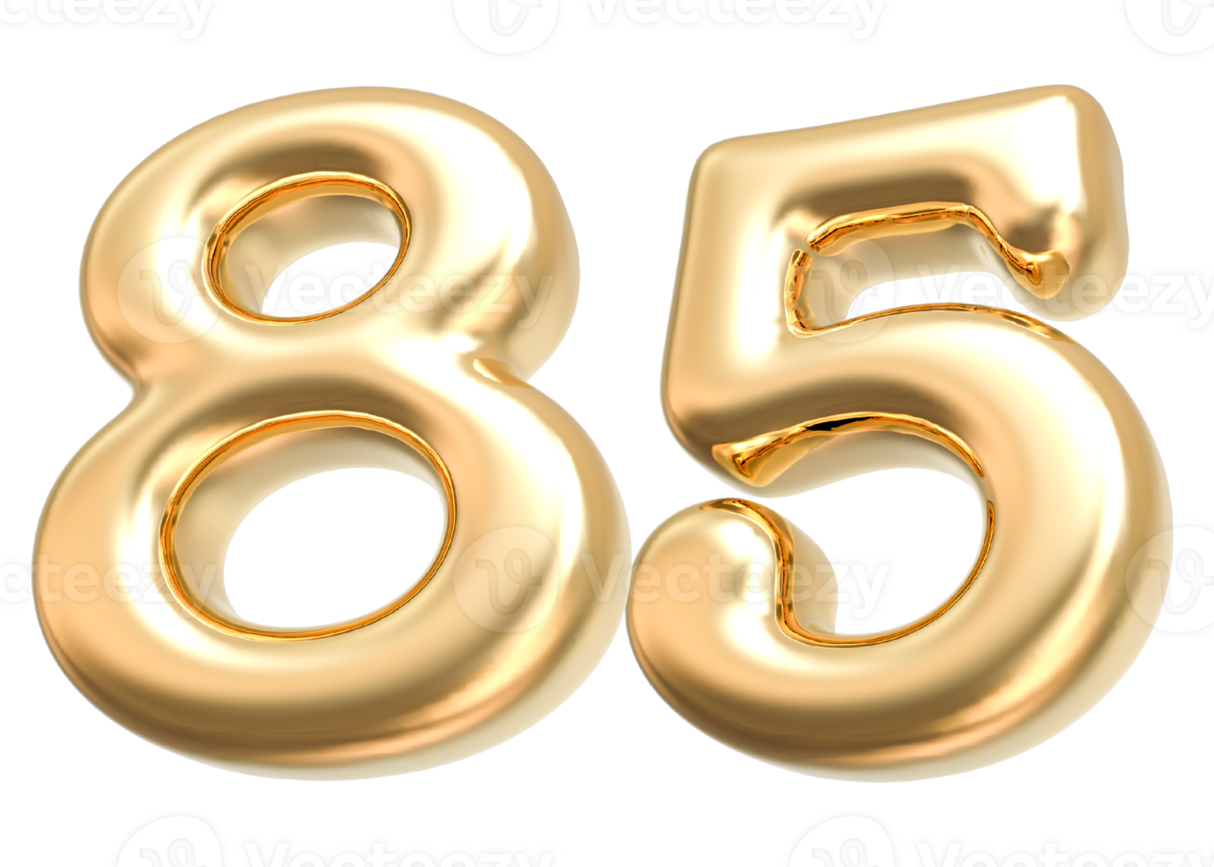 Gold 3d Number 85 png
