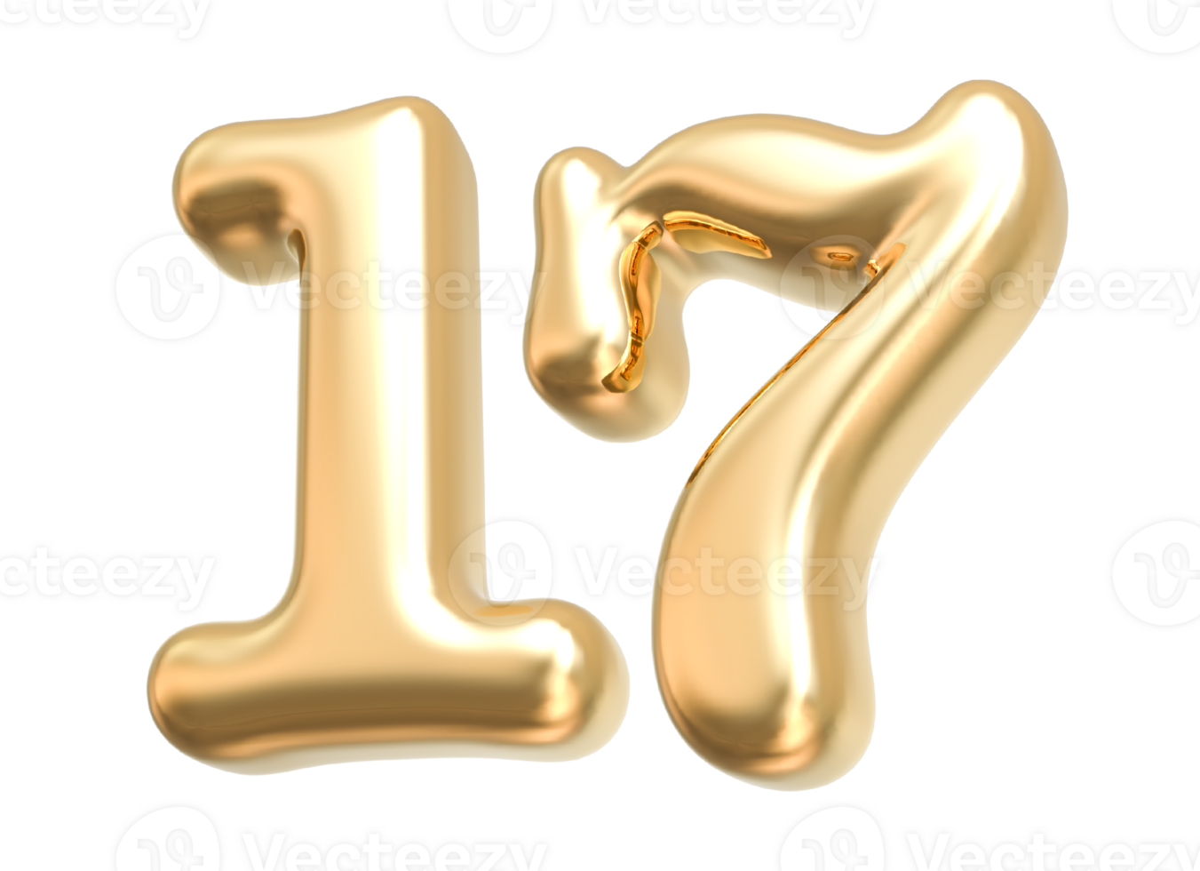 Gold 3d Number 17 png