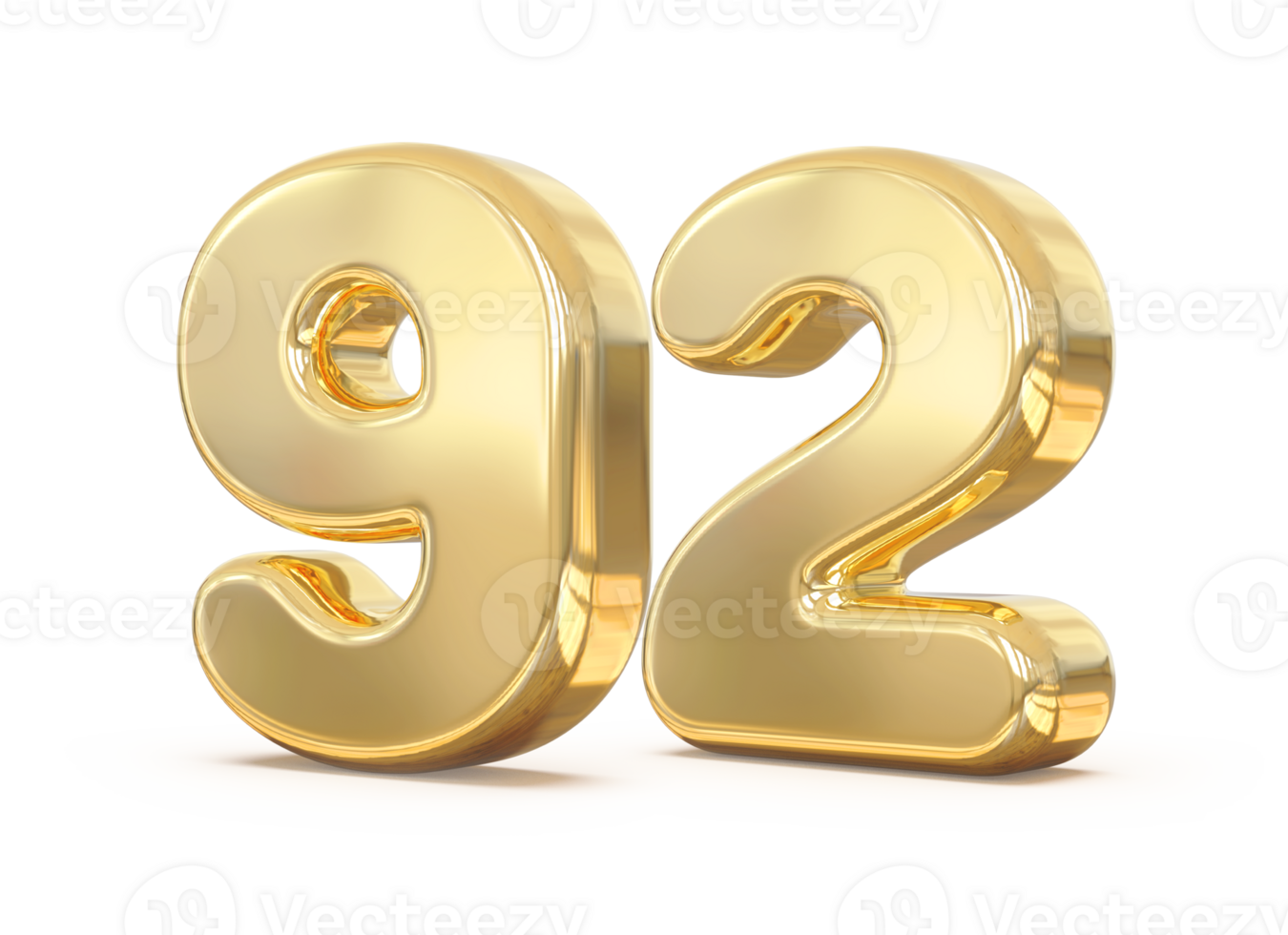 Gold 3d Number 92 png