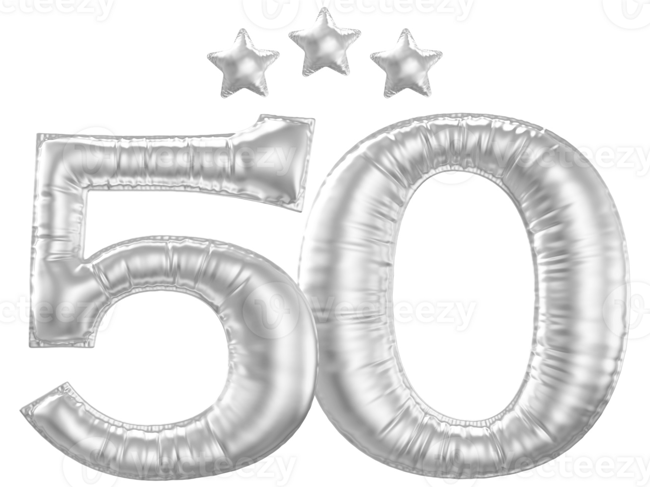 50 Anniversary number silver balloon 36309235 PNG