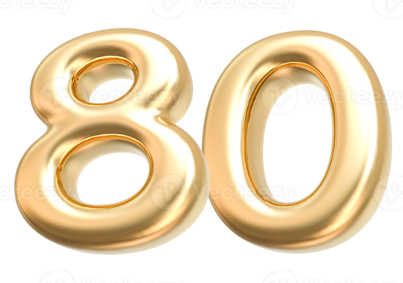 Gold 3d Number 80 png