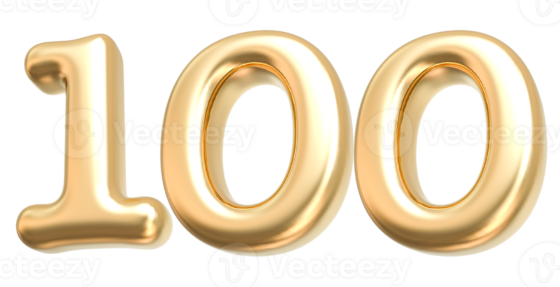 Gold 3d Number 100 png