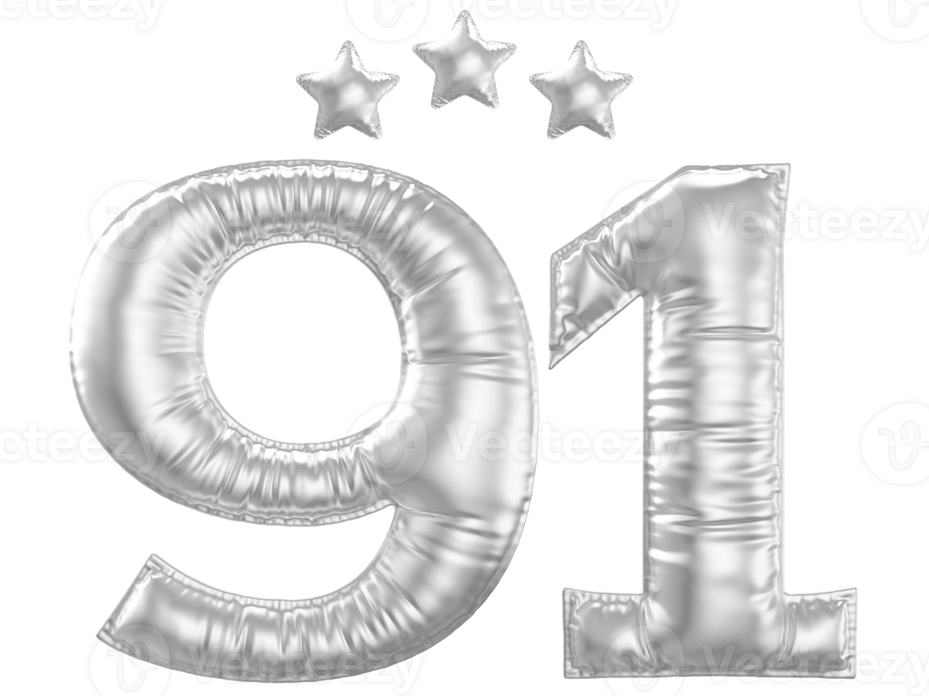 91 Anniversary number silver balloon png