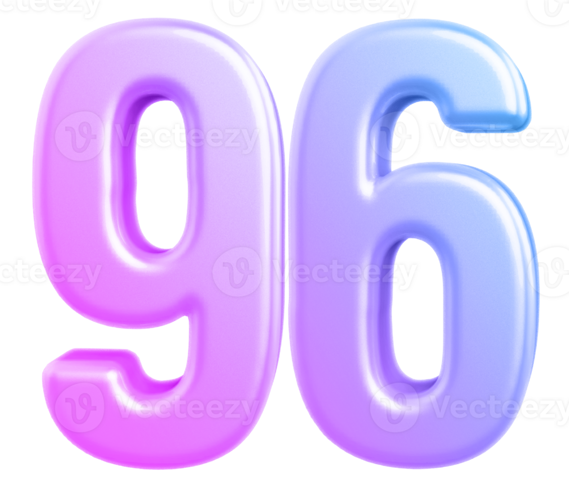 3d number 96 gradient png