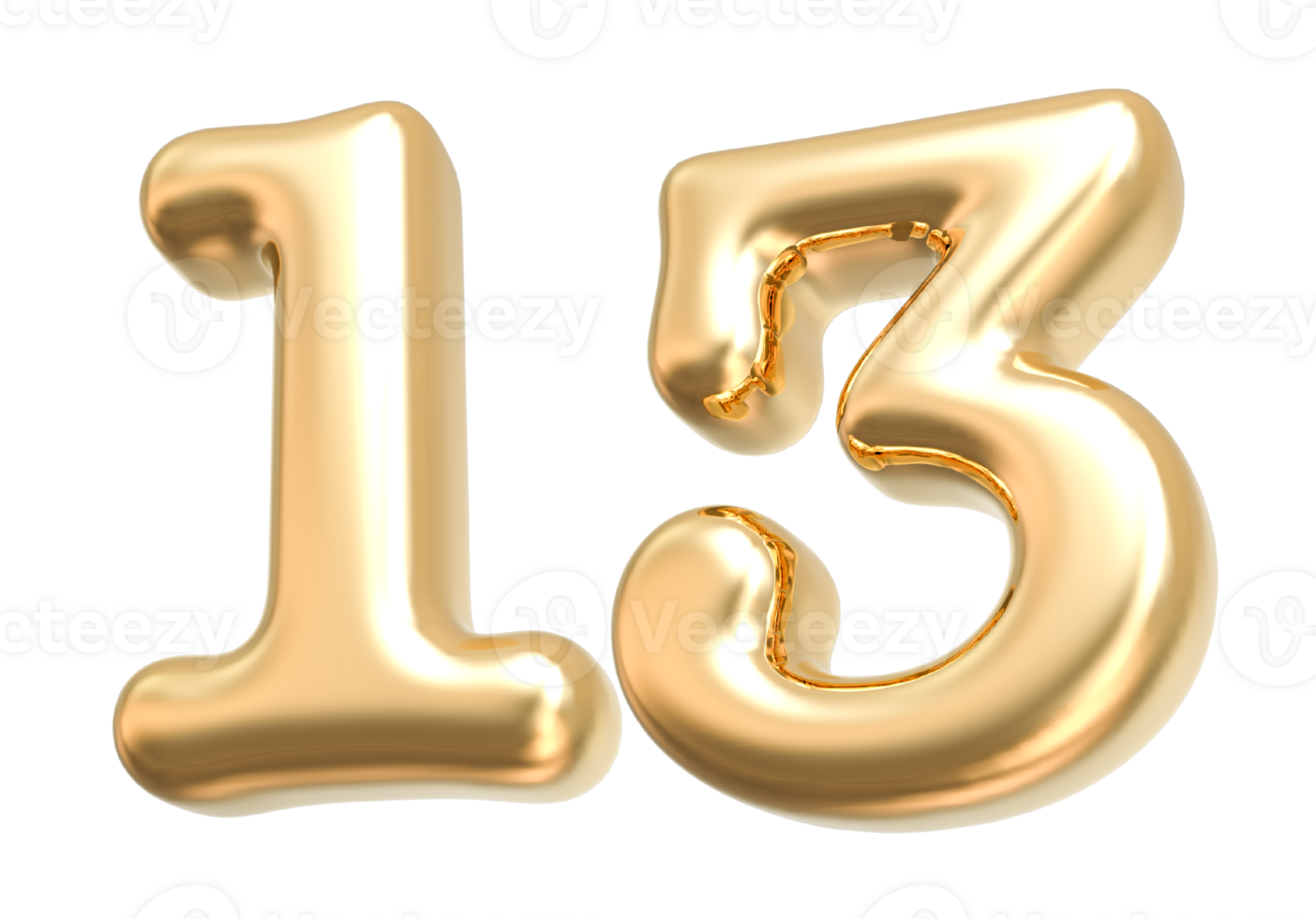 Gold 3d Number 13 png