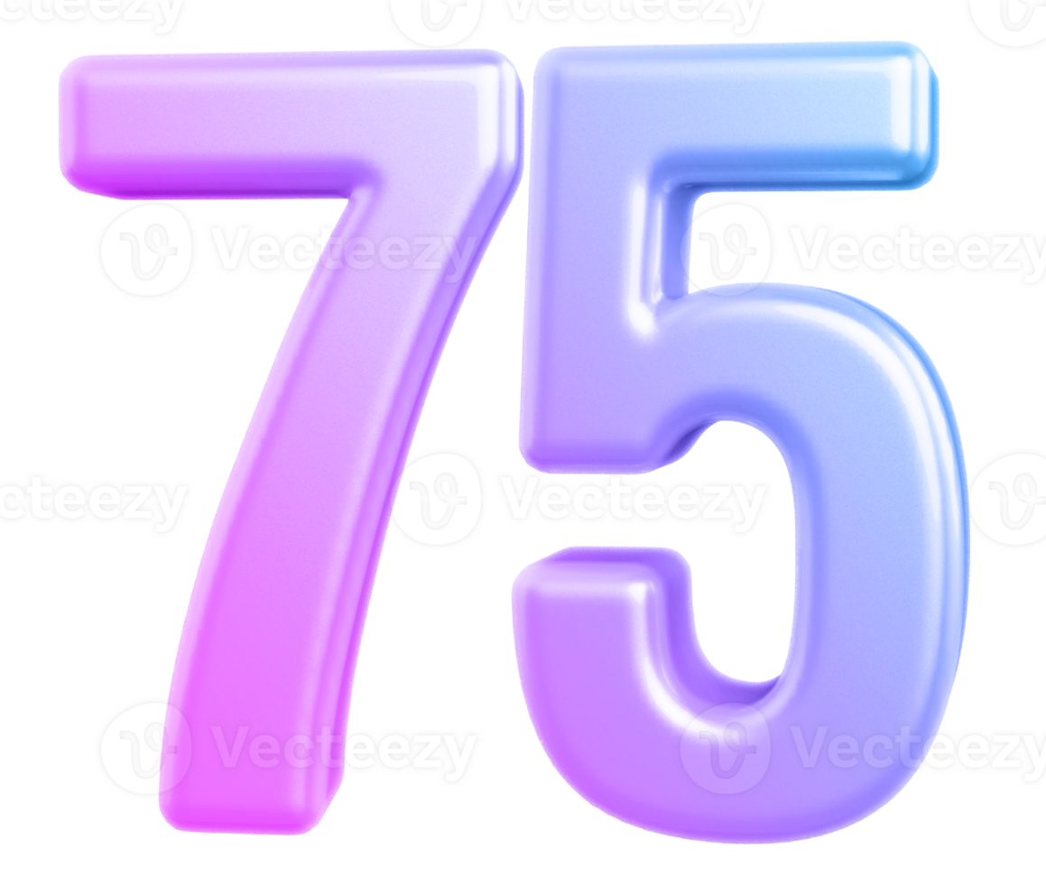 3d number 75 gradient png