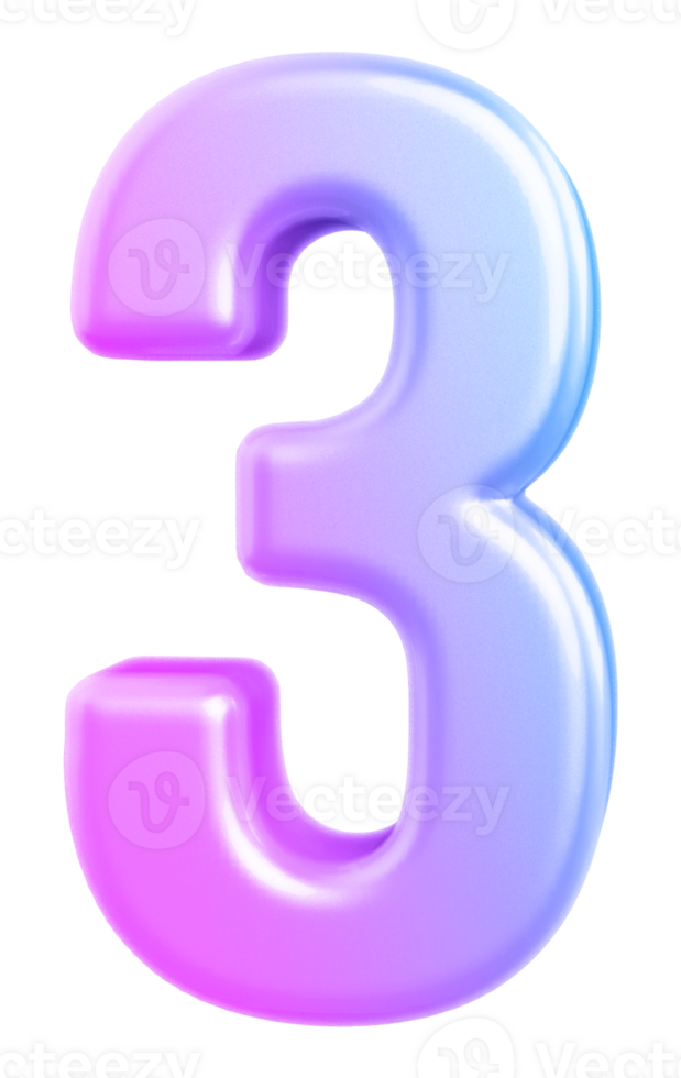 3d number 3 gradient png