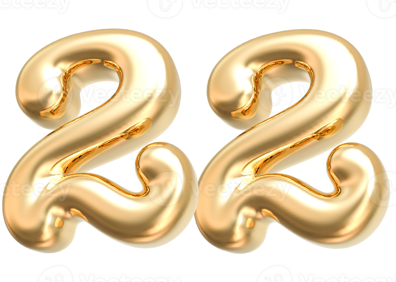 Gold 3d Number 22 png