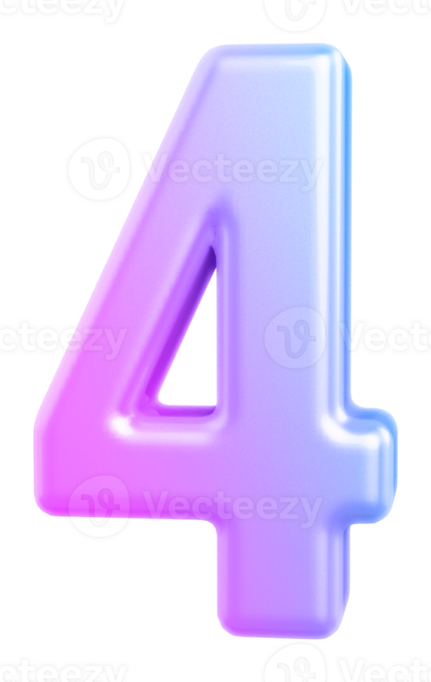 3d number 4 gradient png