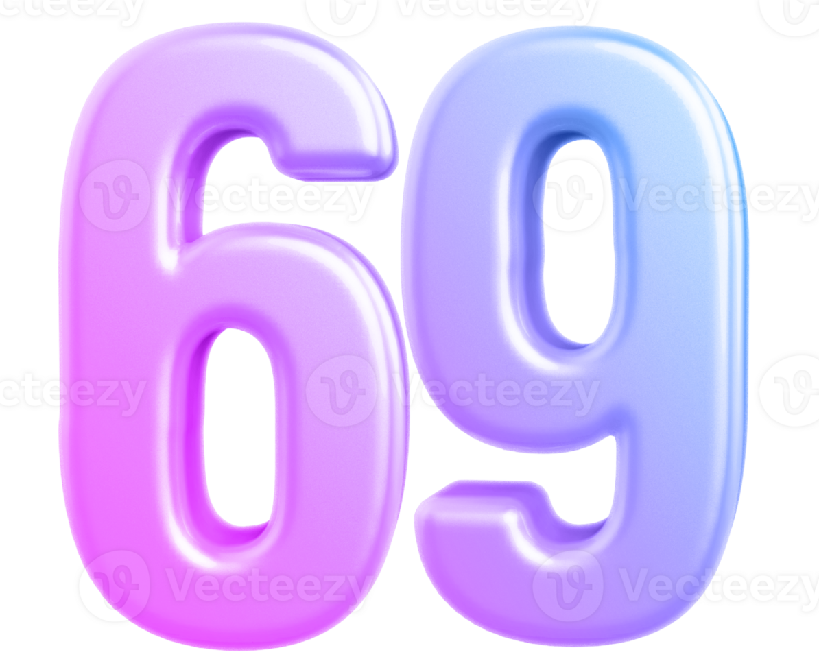 3d number 69 gradient png