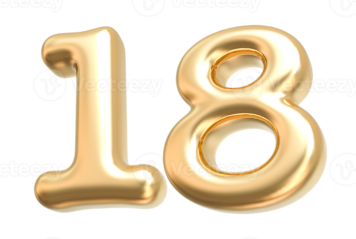 Gold 3d Number 18 png