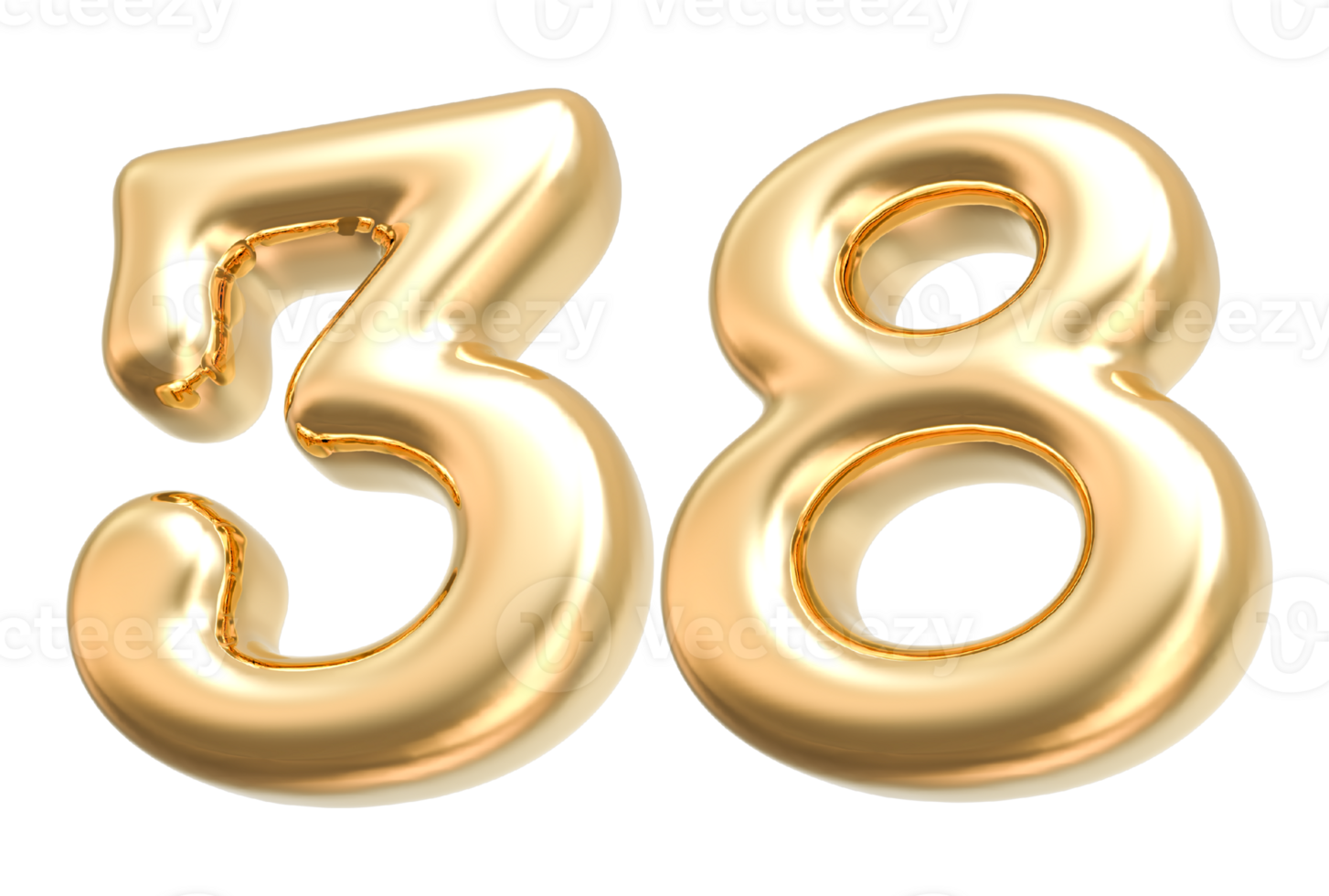 Gold 3d Number 38 png