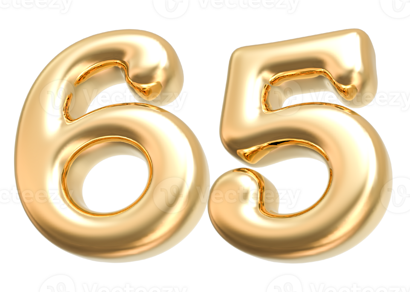Gold 3d Number 65 png