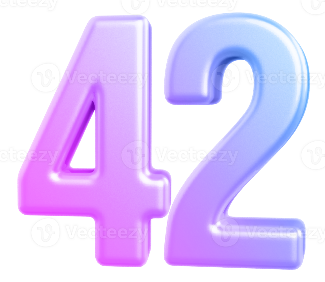 3d number 42 gradient png