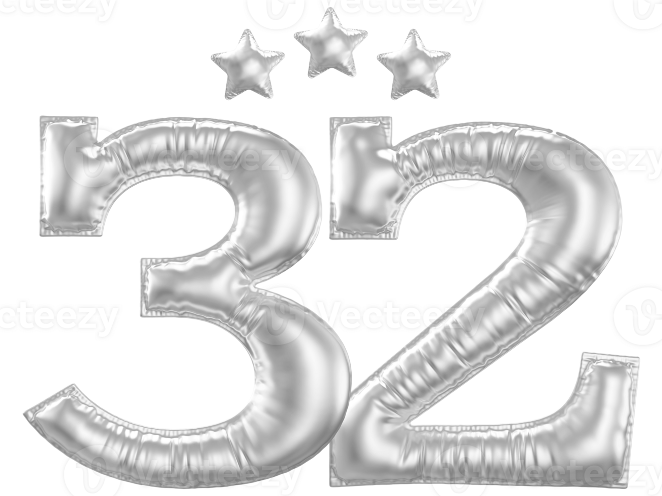32 Anniversary number silver balloon png