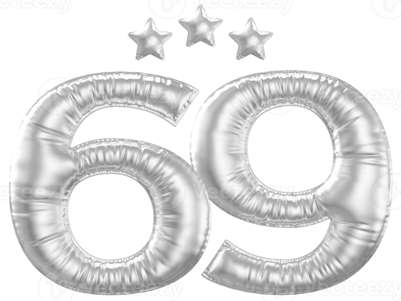 69 Anniversary number silver balloon png