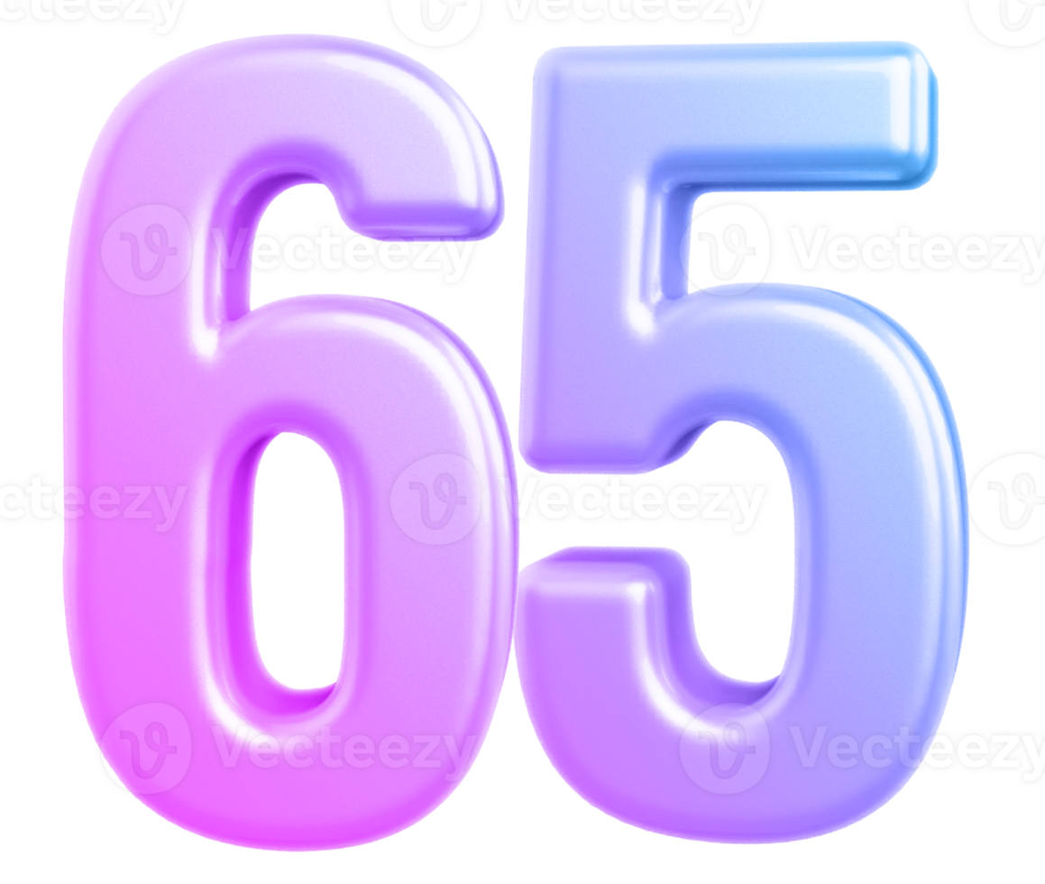 3d number 65 gradient png