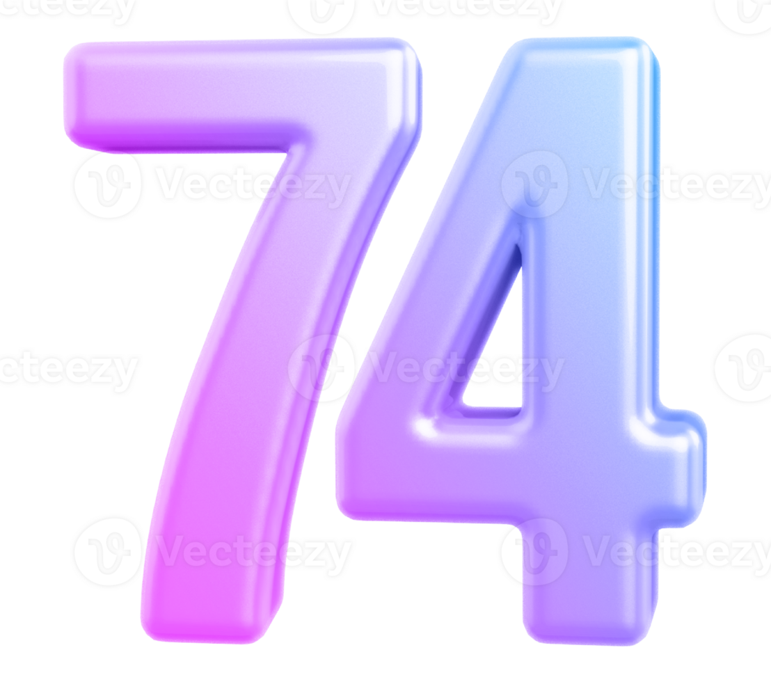 3d number 74 gradient png